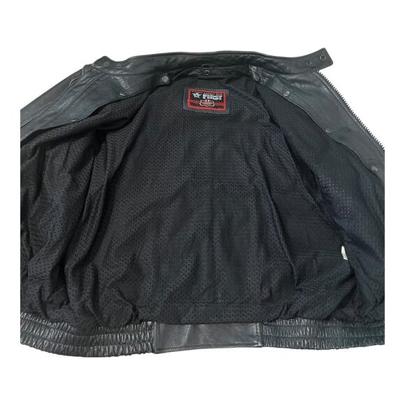 Leather Motorcycle Jacket Mens Vintage Moto Cafe Racer Biker Rider L - Picture 4 of 9